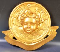 19TH CENTURY FRENCH CARVED GILT CHERUB HANGING PLAQUE