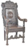 19TH CENTURY VICTORIAN CARVED OAK WAINSCOT CHAIR