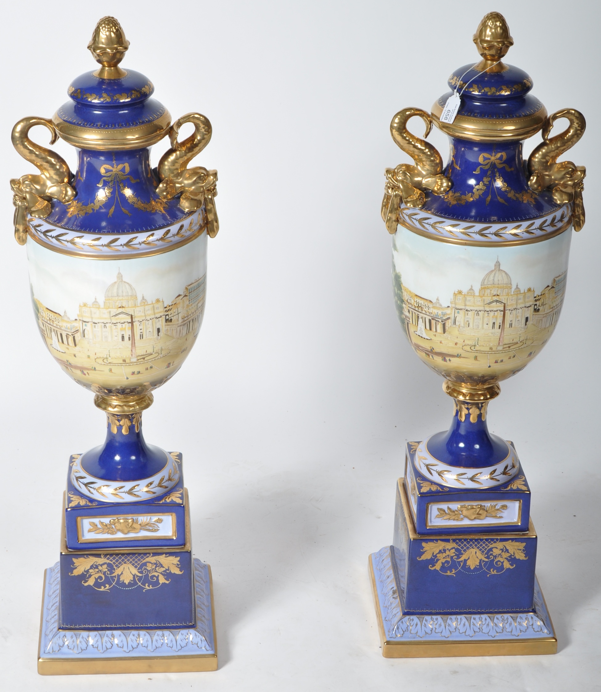 A PAIR OF FRENCH EMPIRE STYLE BALUSTER FORM VASES - Image 2 of 11