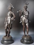 PAIR OF LATE 19TH CENTURY BRONZED SPELTER NATIVE AMERICAN FIGURES