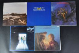 THE MOODY BLUES - SELECTION OF FIVE VINYL RECORD ALBUMS