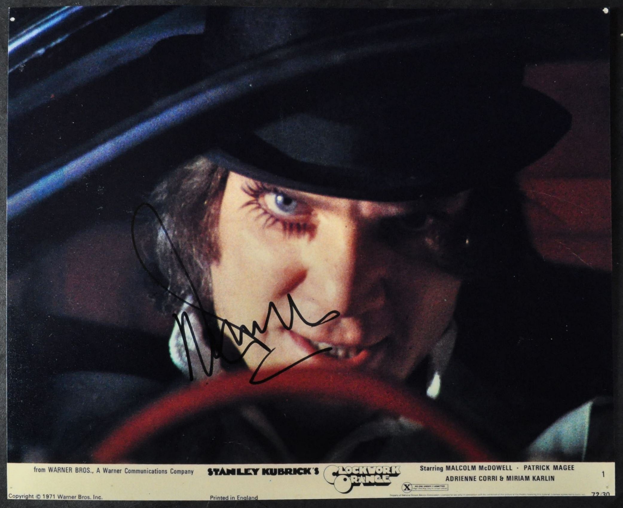 MALCOLM MCDOWELL - CLOCKWORK ORANGE - SIGNED PHOTO - AFTAL