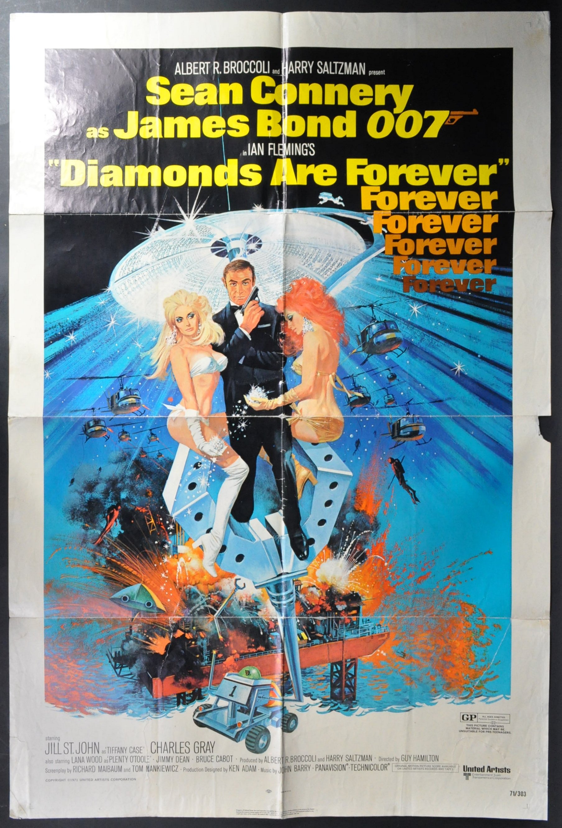 JAMES BOND 007 - DIAMONDS ARE FOREVER - ORIGINAL US ONE SHEET POSTER