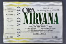 NIRVANA (AMERICAN ROCK BAND) - SCARCE 1ST APRIL 1994 CANCELLED GIG TICKET