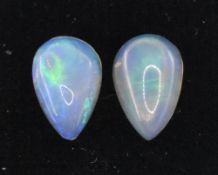 TWO PEAR SHAPED OPAL CABOCHONS