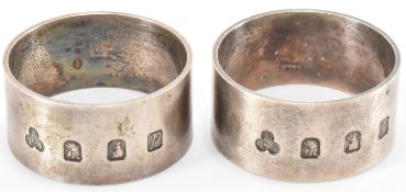 PAIR OF HALLMARKED BRITANNIA SILVER NAPKIN RINGS