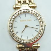 BUECHE GIROD 9CT GOLD AND DIAMOND WRIST WATCH