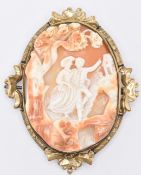 VICTORIAN CARVED CONCH SHELL CAMEO BROOCH