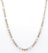 HALLMARKED 9CT GOLD TWO TONE FANCY LINK CHAIN NECKLACE
