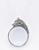 SILVER MAGNIFYING GLASS PENDANT NECKLACE