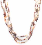 SILVER & AGATE FOUR STRAND BEADED NECKLCE