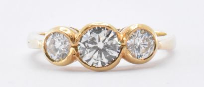 18CT GOLD & DIAMOND THREE STONE RING