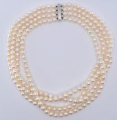 18CT GOLD & CULTURED PEARL FOUR STRAND NECKLACE