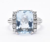 WHITE GOLD AQUAMARINE & DIAMOND RING