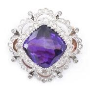 EDWARDIAN AMETHYST & DIAMOND BROOCH PIN