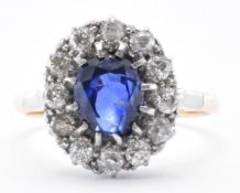 EDWARDIAN 18CT GOLD SAPPHIRE & DIAMOND RING