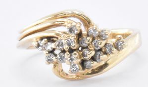 14CT GOLD & DIAMOND CROSSOVER RING
