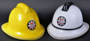 TWO VINTAGE LONDON FIRE BRIGADE FIREFIGHTER HELMETS