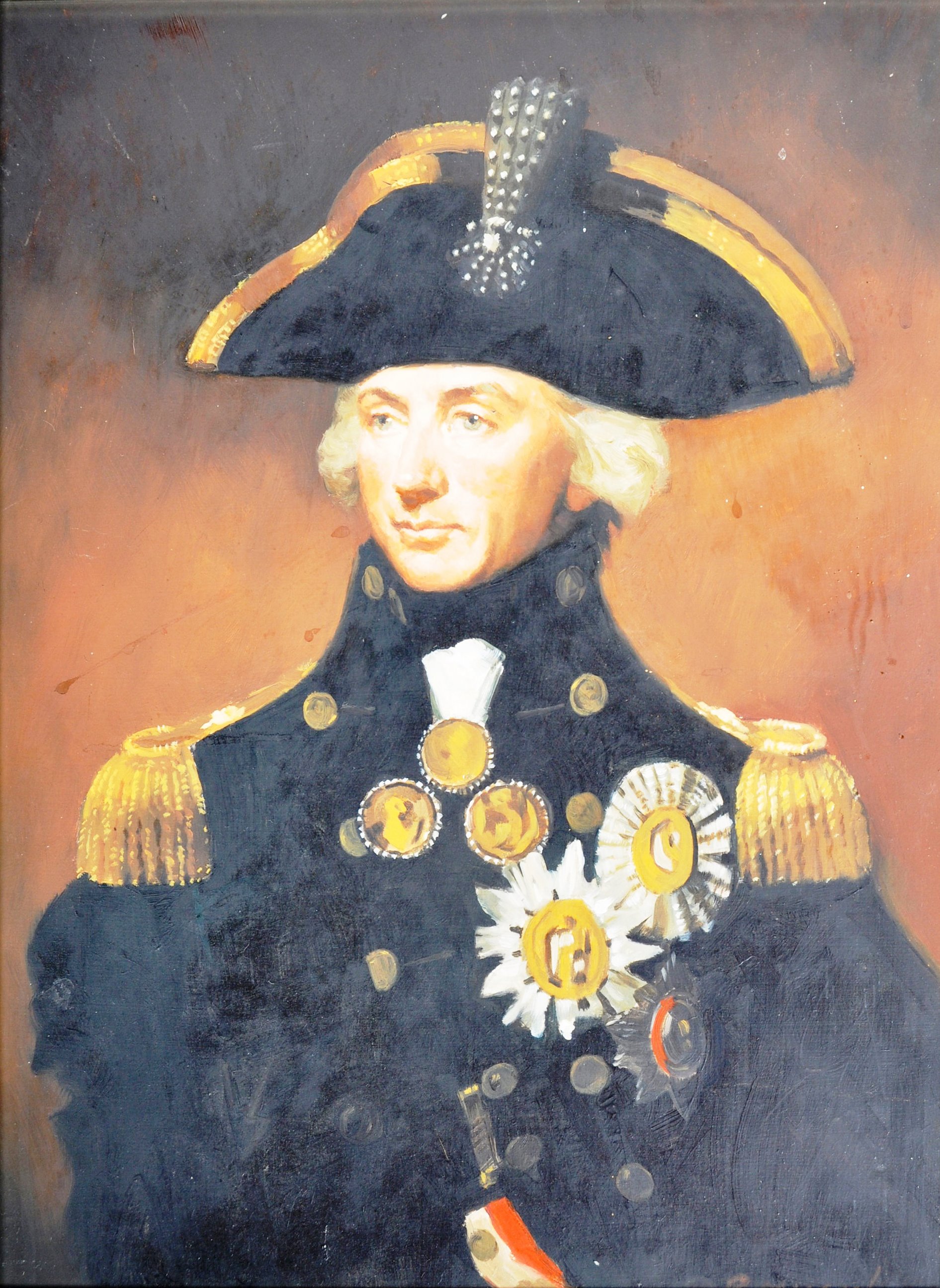 19TH CENTURY OIL ON BOARD PORTRAIT PAINTING OF LORD NELSON - Image 2 of 5
