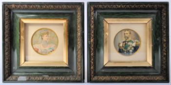 TWO 19TH CENTURY FRAMED PRINTS OF KING GEORGE V & QUEEN MARY