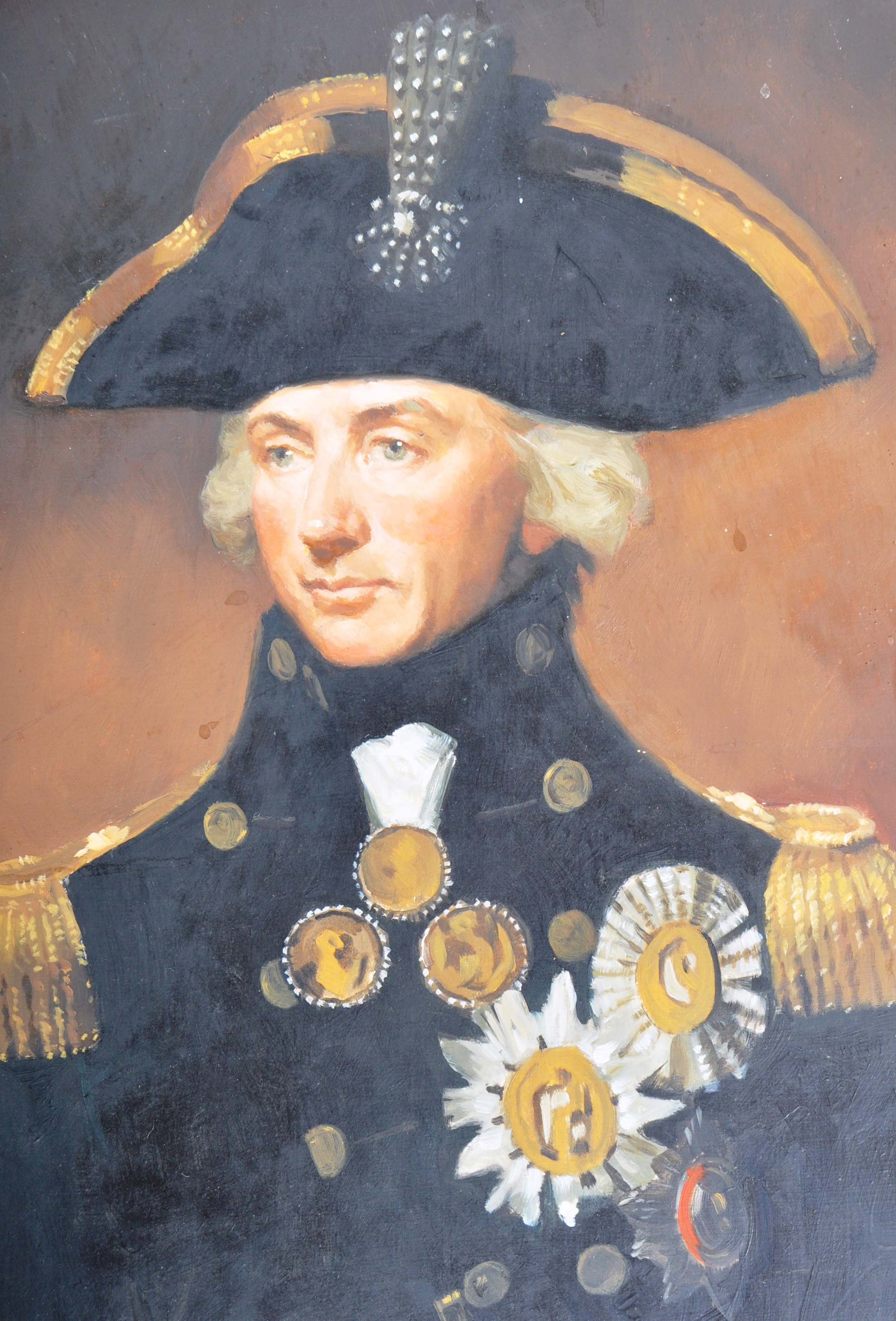 19TH CENTURY OIL ON BOARD PORTRAIT PAINTING OF LORD NELSON - Image 3 of 5