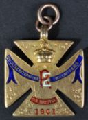 THE BRISTOL 2ND GLOUCESTERSHIRE VOLUNTEERS 18CT GOLD FOB MEDAL