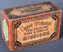 EARLY 20TH CENTURY UNITED METHODIST CHURCH MISSION COLLECTION BOX