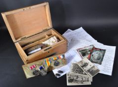 WWI SAILOR'S EFFECTS - MEDAL GROUP & DITTY BOX - RMLI