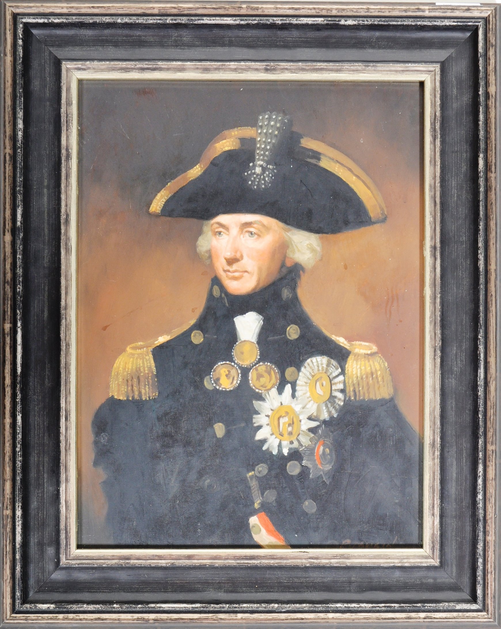 19TH CENTURY OIL ON BOARD PORTRAIT PAINTING OF LORD NELSON