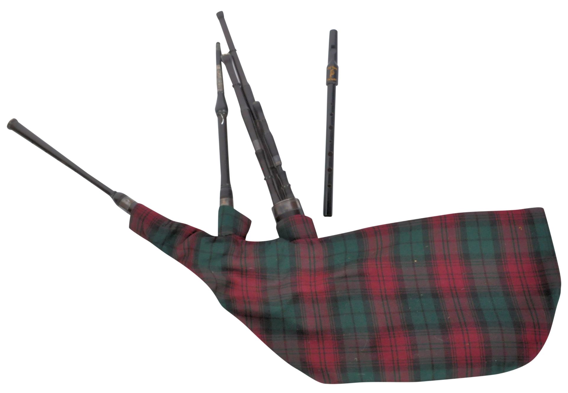 SET OF ORIGINAL SCOTTISH BAGPIPES AND CHANTER WHISTLE