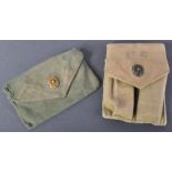 TWO WWII SECOND WORLD WAR US ARMY WEBBING BELT POUCHES