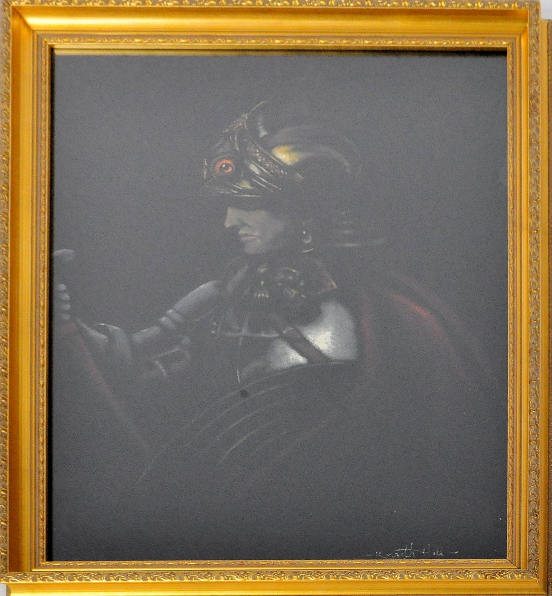 KENNETH HILL - BLACK KNIGHT - OIL ON FABRIC PAINTING
