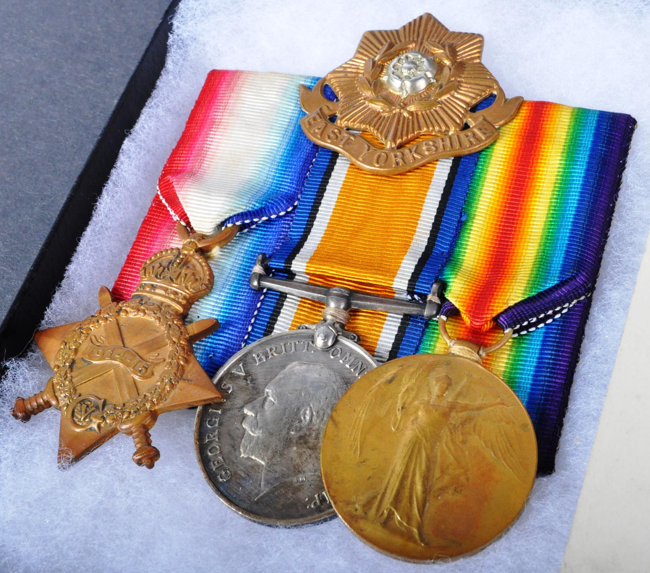 WWI FIRST WORLD WAR MEDAL TRIO - EAST YORKSHIRE REGIMENT - Image 3 of 5