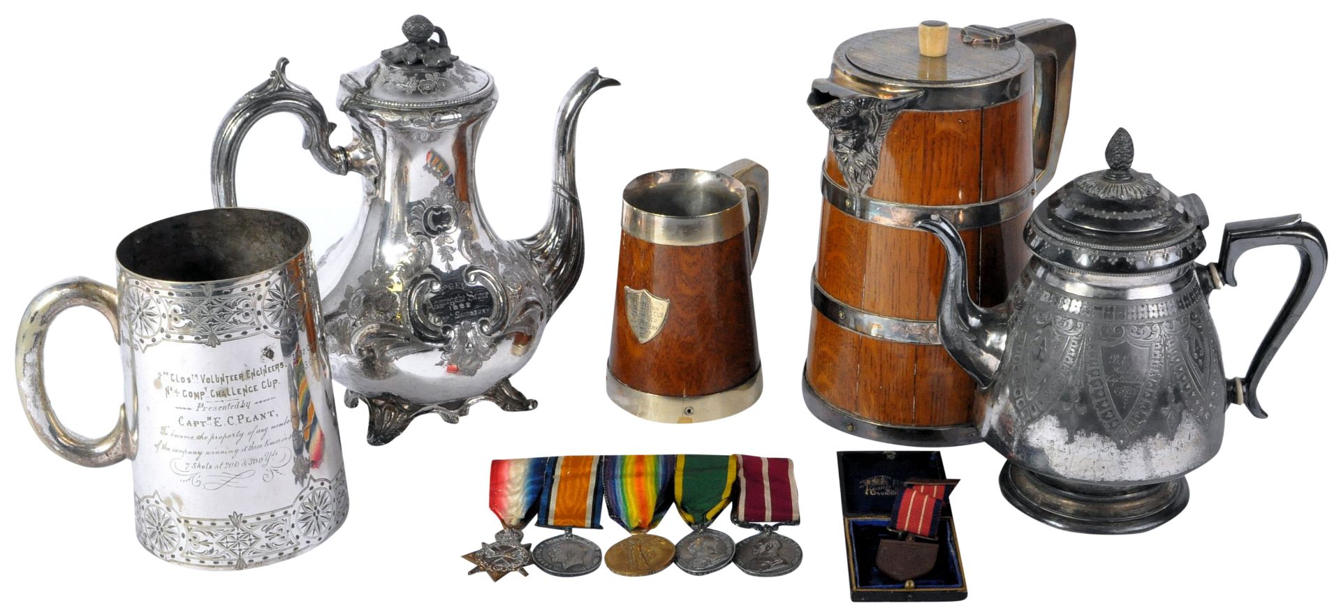 MAJOR W. H. SAINSBURY - WWI MEDAL GROUP AND PRE-WAR SHOOTING TROPHY COLLECTION