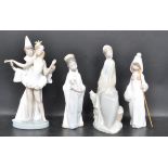 FOUR VALENCIAN CERAMIC FIGURINES INCLUDING LLADRO & NAO