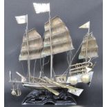 MID CENTURY CHINESE SILVER PLATED JUNK BOAT MODEL