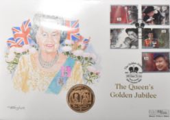 GOLDEN JUBILEE LIMITED ISSUE 22CT GOLD FIVE POUND COIN