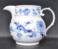 EARLY 20TH CENTURY BLUE AND WHITE JUG WITH MEISSEN MARKS