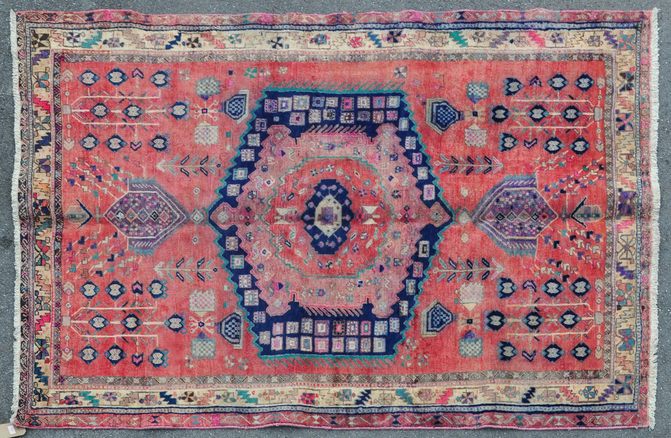 WOOL ON COTTON HAND KNOTTED PERSIAN ISLAMIC AFSHAR RUG
