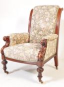 GILLOWS MANNER VICTORIAN MAHOGANY SALON ARMCHAIR