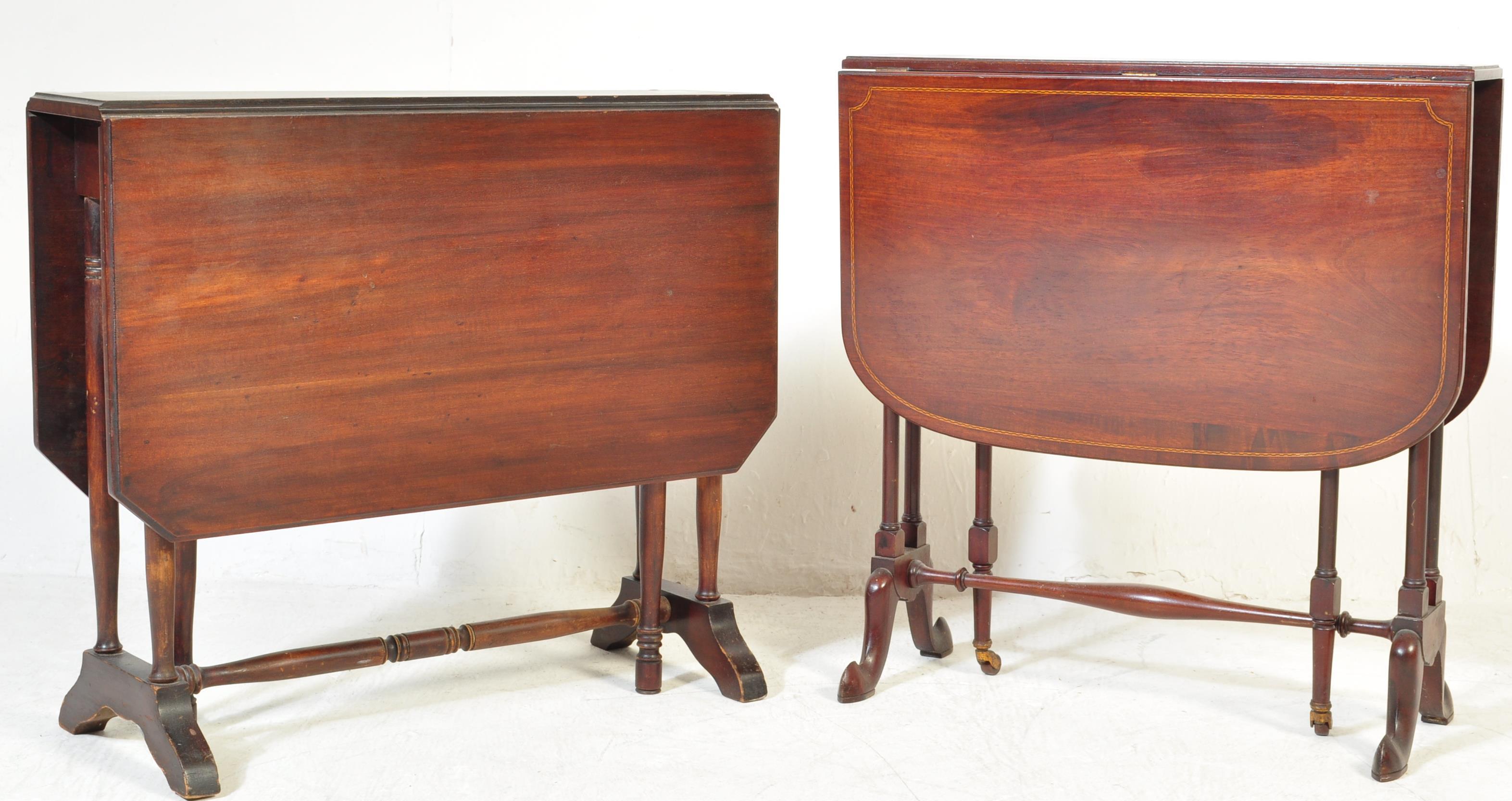 EDWARDIAN EARLY 20TH CENTURY DROP LEAF MAHOGANY INLAID SUTHERLAND TABLE