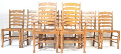 SET OF EIGHT VINTAGE MID 20TH CENTURY LADDERBACK CHAIRS