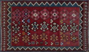 WOOL ON WOOL HAND KNOTTED QASHGAI KILIM CARPET RUG