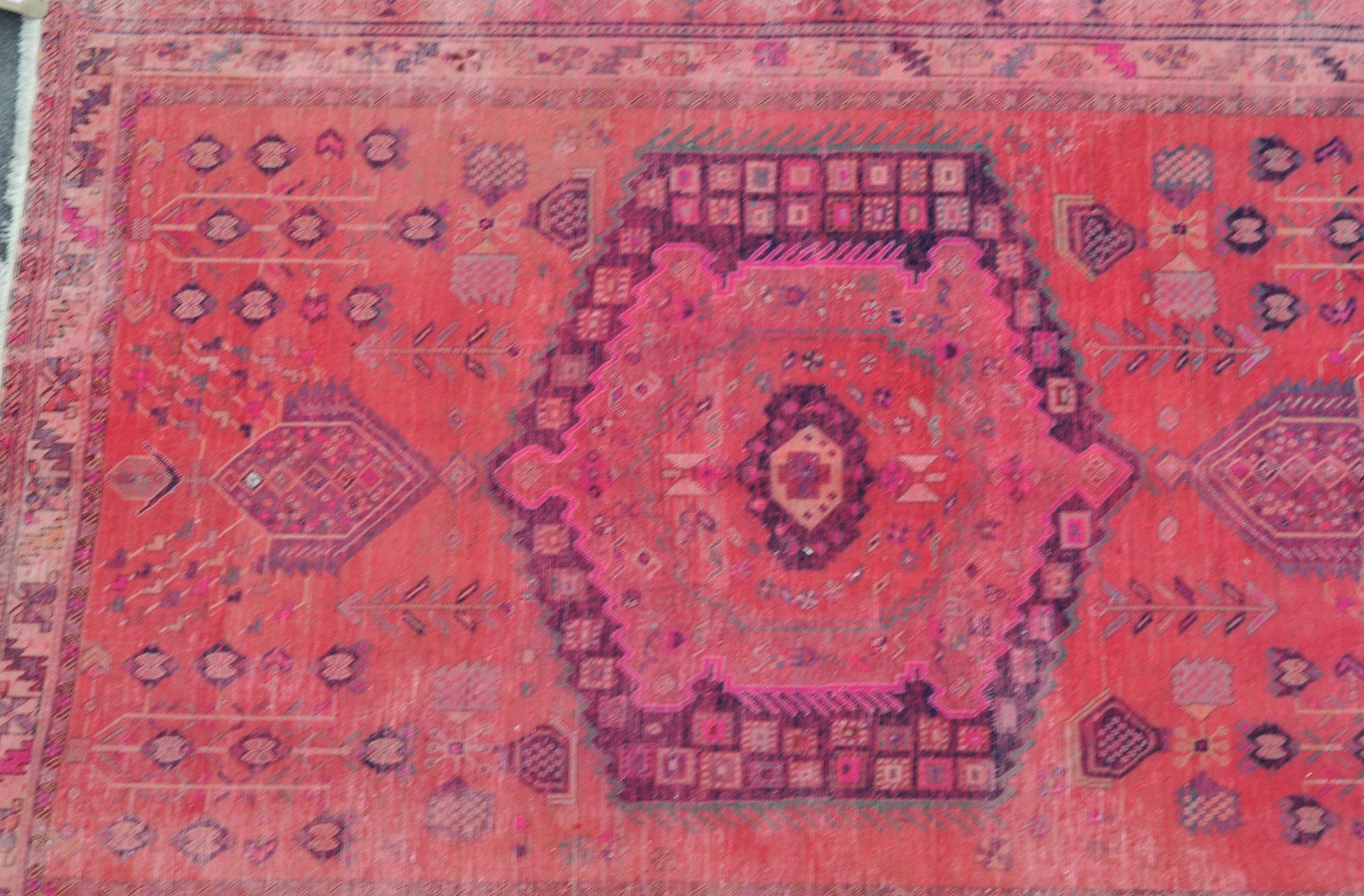WOOL ON COTTON HAND KNOTTED PERSIAN ISLAMIC AFSHAR RUG - Image 3 of 3