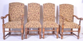 4 CROMWELLIAN OAK & WILLIAM MORRIS TYPE FABRIC DINING CHAIRS