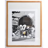 BLINKY - LIMITED EDITION SIGNED COLOURED MONKEY CARTOON PRINT