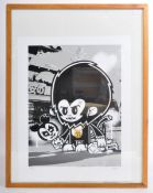 BLINKY - LIMITED EDITION SIGNED COLOURED MONKEY CARTOON PRINT