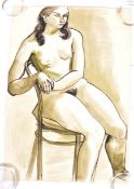 RACHEL RECKITT (1908-1995) WATERCOLOUR ON PAPER NUDE PORTRAIT