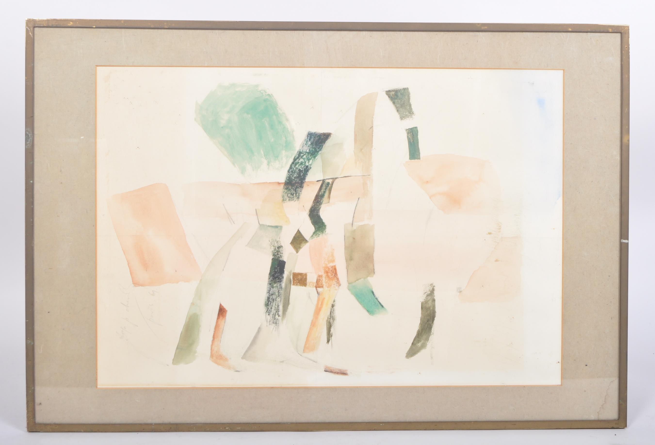 MID 20TH CENTURY FRENCH WATERCOLOUR ABSTRACT PAINTING