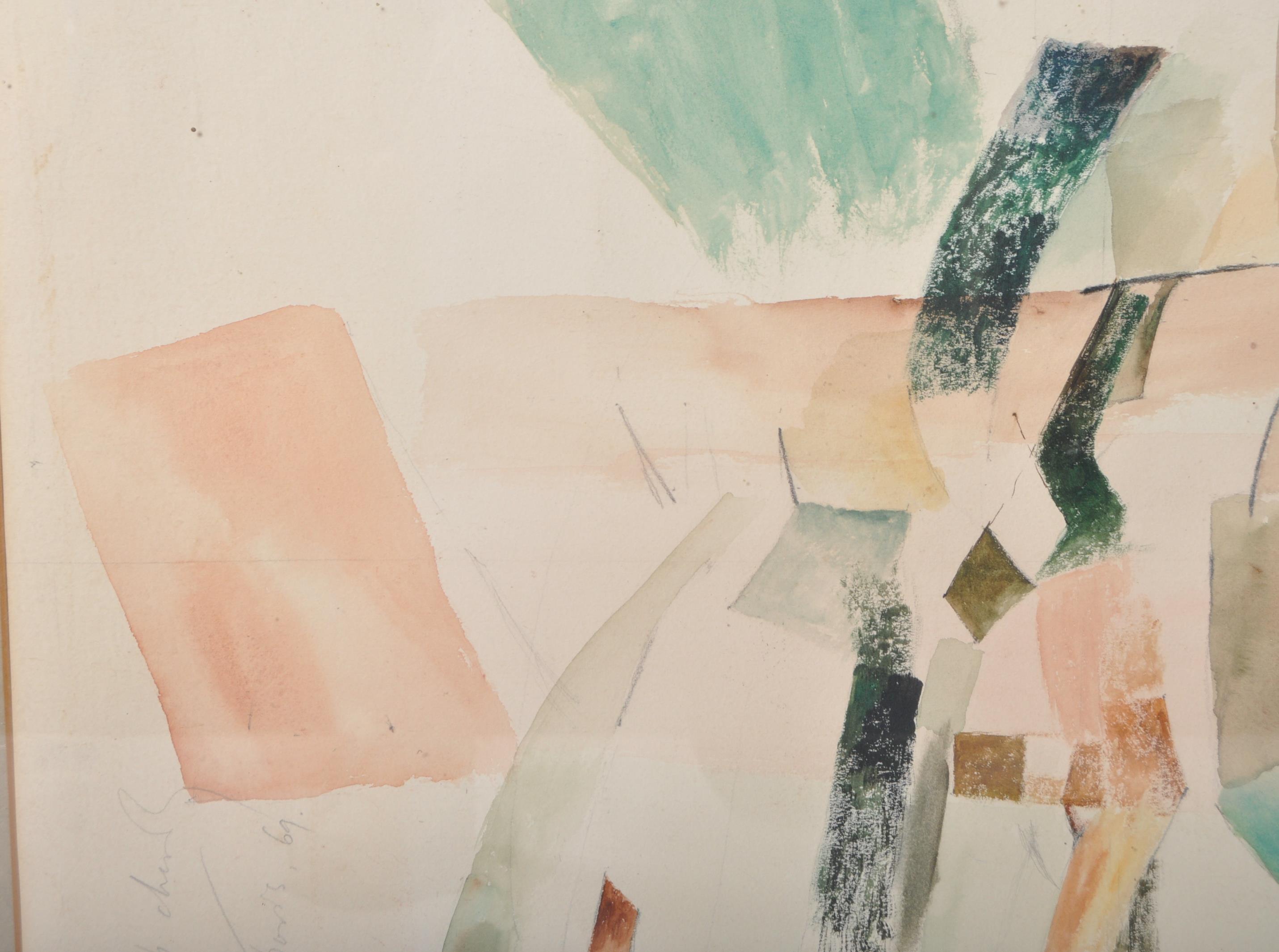 MID 20TH CENTURY FRENCH WATERCOLOUR ABSTRACT PAINTING - Image 3 of 7